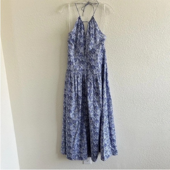 J. Crew Collection Anguilla Halter Maxi Dress Blue Floral - Picture 3 of 10